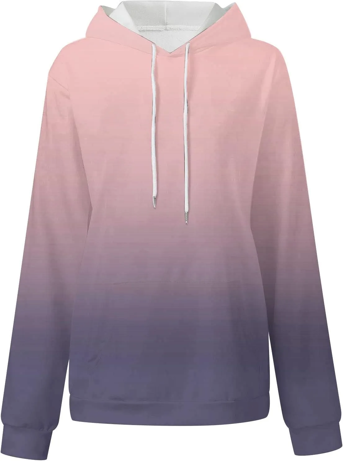 Womens Cute Sweatshirt Gradient Print Long Sleeve Drawstring Hoodies Pullover Oversized Y2K Tops Fashion Clothes with Pocket