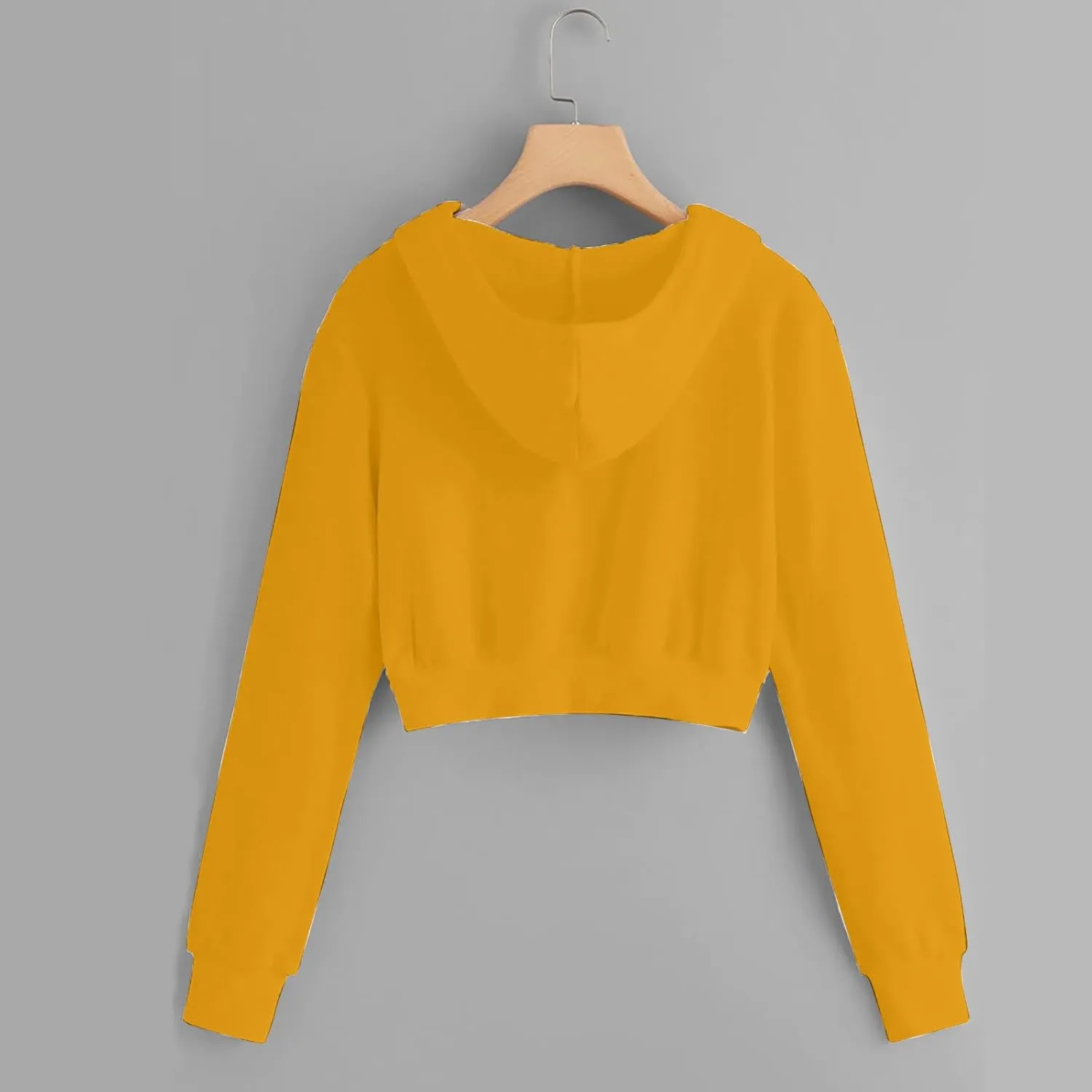 Women's Drawstring Full Zip Hoodies Fall Winter Cropped Fleece Sweatshirt Jackets Casual Long Sleeve Solid Outwear