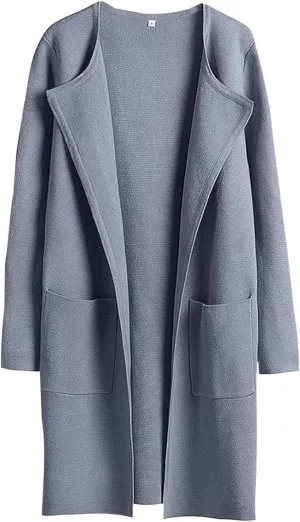 Womens Fall Fashion 2024 Cardigan Jackets Trending Dress Coats Open Front Knit Lapel Blazer Outerwear with Pockets