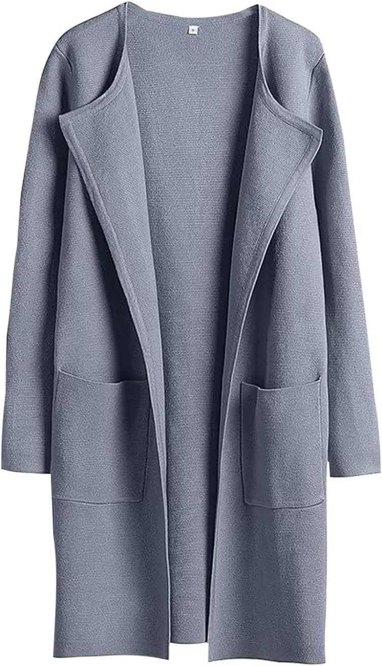 Womens Fall Fashion 2024 Cardigan Jackets Trending Dress Coats Open Front Knit Lapel Blazer Outerwear with Pockets
