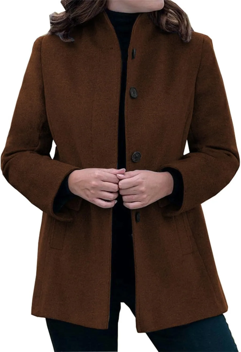Womens Fall Fashion 2024 Open Front Cardigan Coat Long Sleeve Lapel Casual Button Sweater Jackets with Pockets