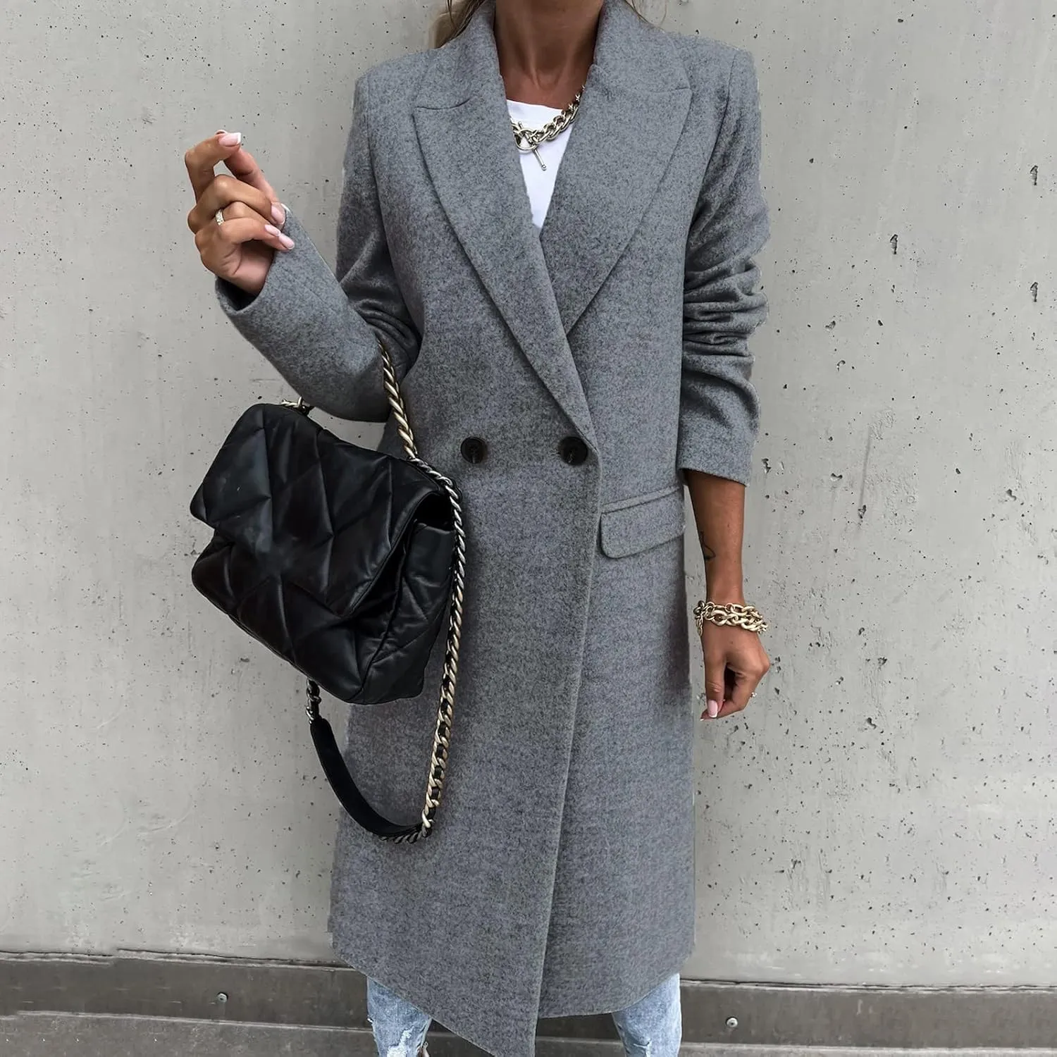 Womens Fall Fashion 2024 Open Front Coatigan Sweater Long Sleeve Casual Knit Lapel Cardigan Coat with Pockets