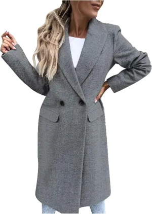 Womens Fall Fashion 2024 Open Front Coatigan Sweater Long Sleeve Casual Knit Lapel Cardigan Coat with Pockets