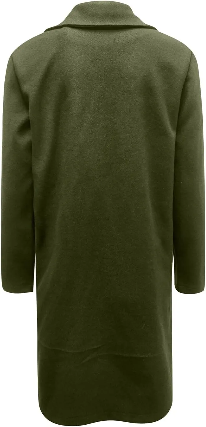 Womens Fall Fashion 2024 Open Front Coatigan Sweater Long Sleeve Casual Knit Lapel Cardigan Coat with Pockets