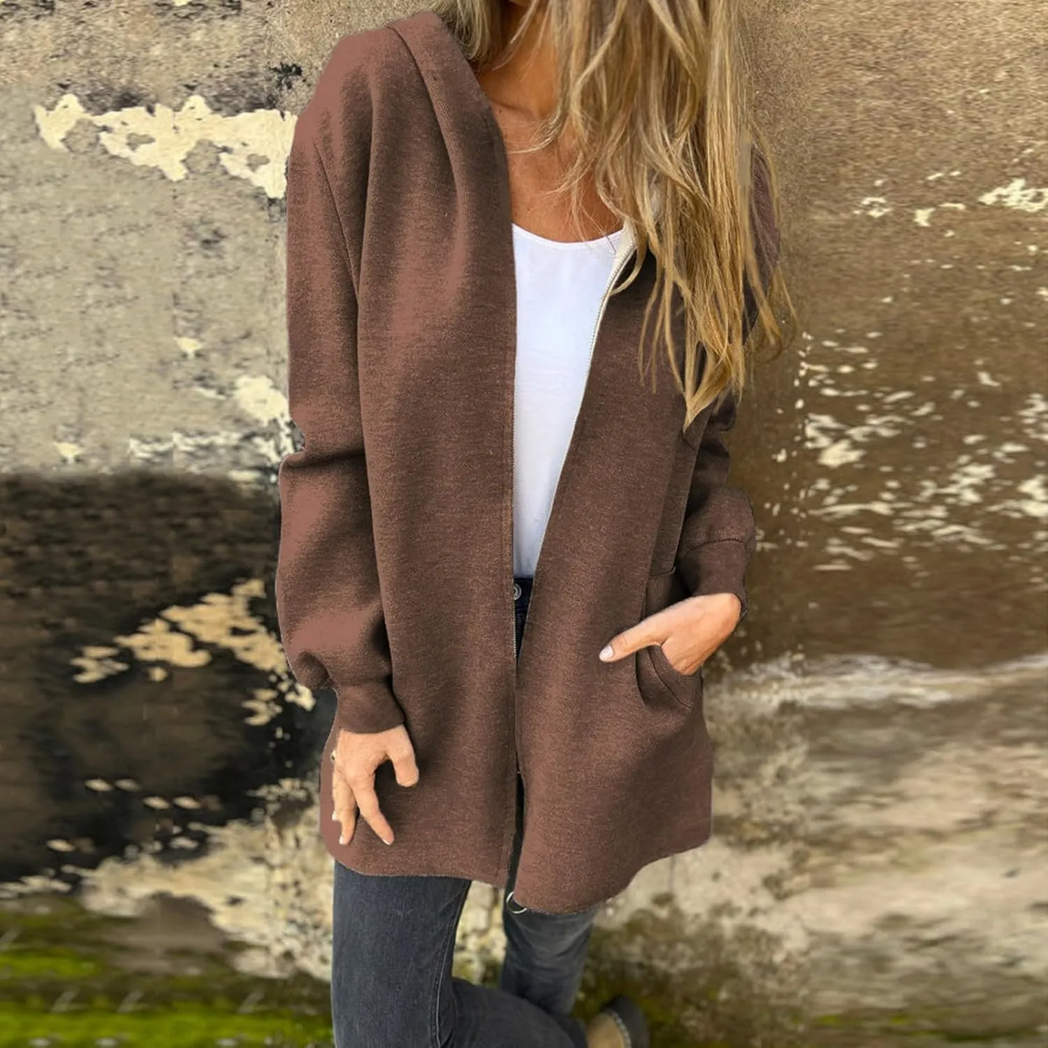 Womens Fall Fashion 2024 Oversized Dressy Cardigans Long Lightweight Coat Fall Sweater Jacket Outerwear with Pockets