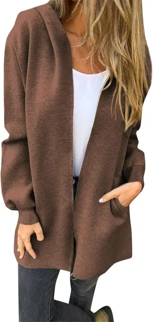 Womens Fall Fashion 2024 Oversized Dressy Cardigans Long Lightweight Coat Fall Sweater Jacket Outerwear with Pockets
