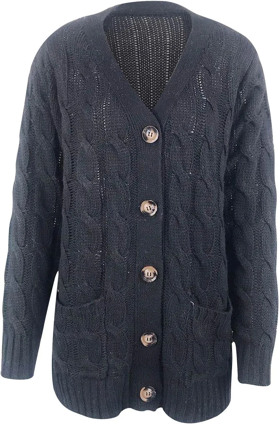 Womens Fall Sweater Open Front Cardigan Sweaters Button Long Sleeve Coats Outerwear Fashion Cable Knit Chunky Outwear