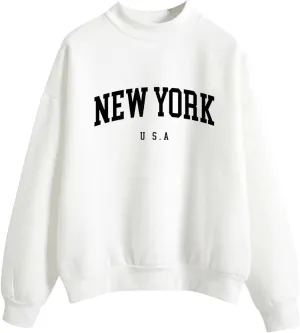 Womens Fashion Fall Outfits Crewneck Sweatshirts Casual Long Sleeve Top Teen Girls Y2K Clothes Cropped Fleece Pullover