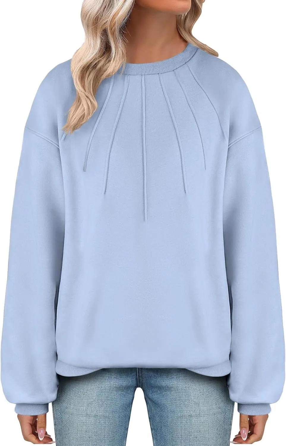 Women's Fashion Hoodies Loose Casual Solid Color Long Sleeve Oversized Pullover Sweatshirts Fall Dressy Business Tops