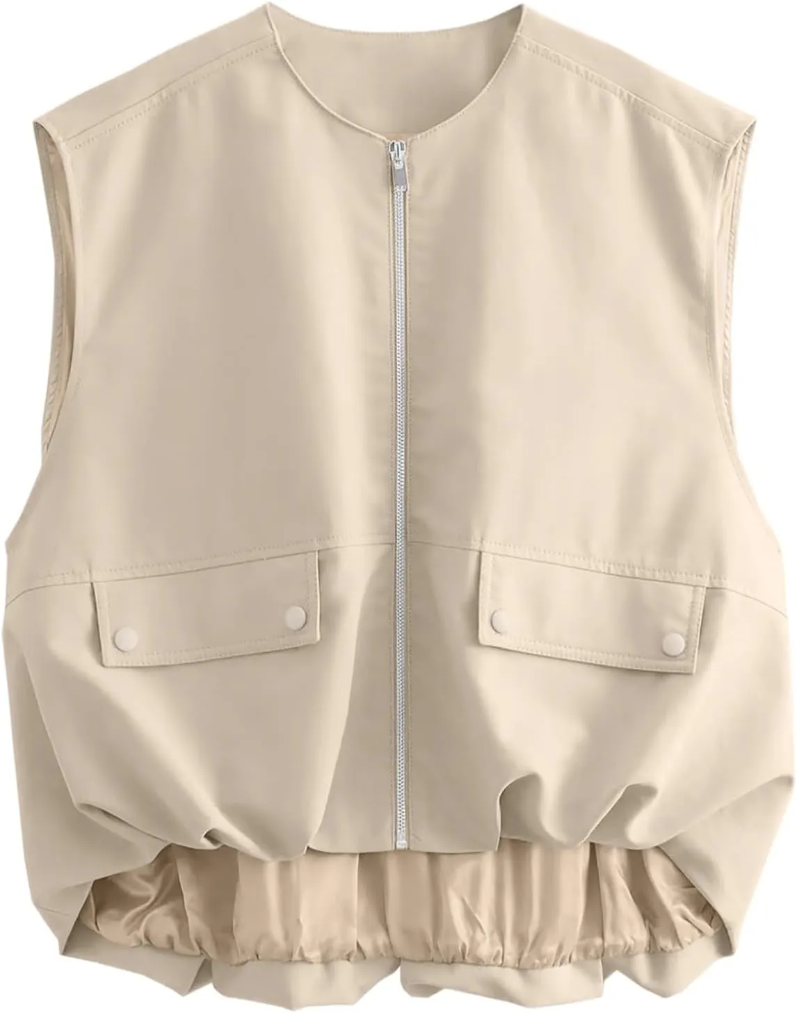 Womens Fashion Sleeveless Sweatshirt Casual Full Zip Pocket Pullover Tops Loose Lightweight Open Front Cardigan Coat