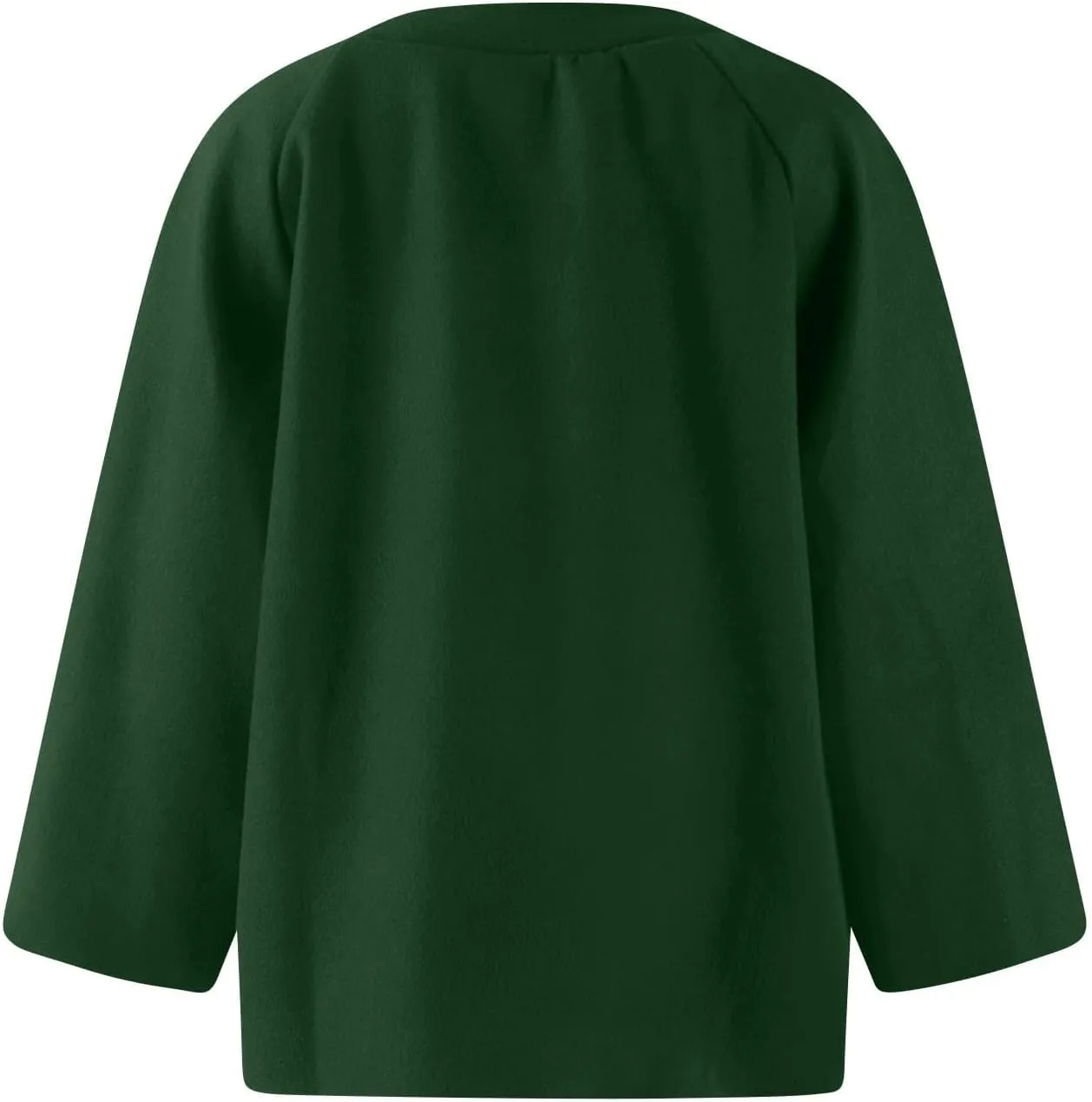 Womens Fleece Coat Cropped Wool Blend Pea Coat Cape Open Front Cardigan Lapel Button Down Jacket
