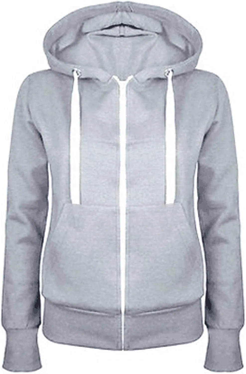 Womens Fleece Hoodies Long Sleeve Drawstring Sweatshirts Full Zip Up Sweater Hooded Jackets Coat with Pocket
