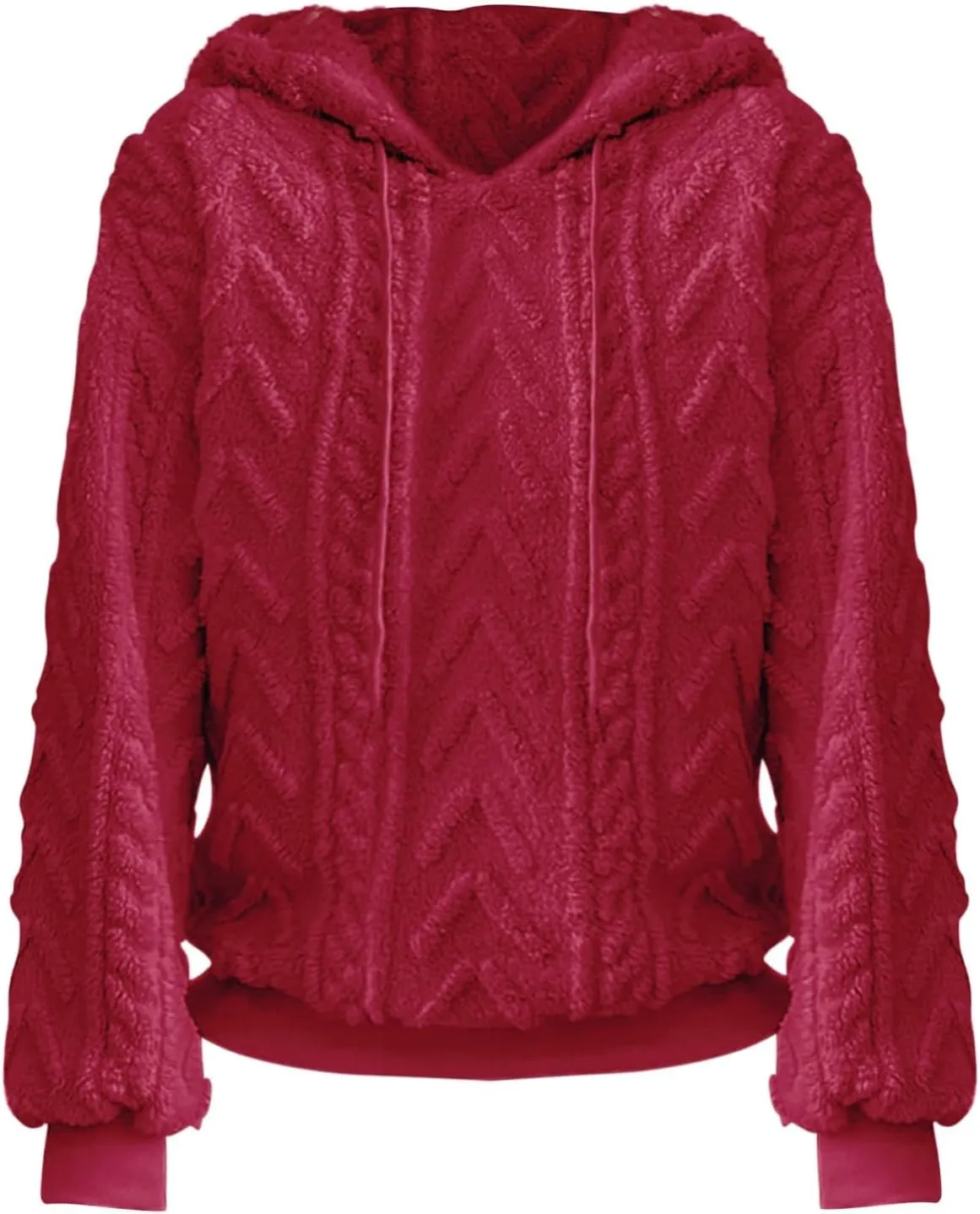 Womens Fuzzy Sherpa Pullover Hoodie Sweatshirts Long Sleeve Sport Front Pocket Sweaters Fall Outwear Winter Hooded