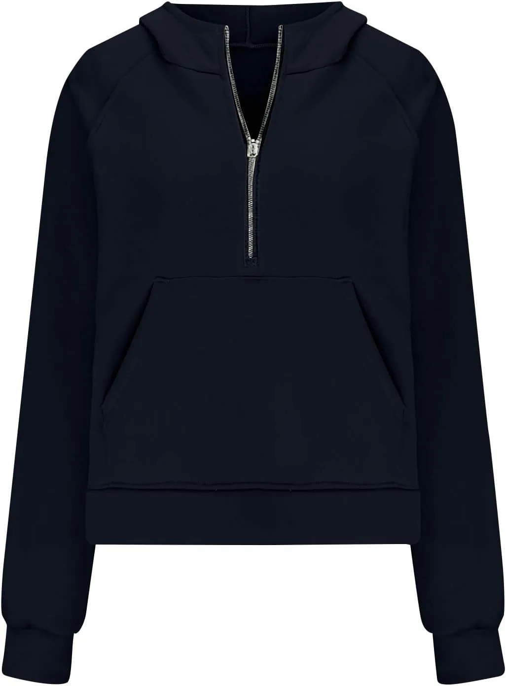 Women's Half Zip Cropped Sweatshirts Fleece Casual Loose Hoodie Quarter Zip Trendy Y2k Pullover Sweater With Pocket