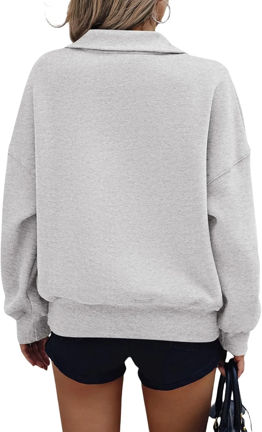 Womens Half Zip Sweatshirt Fleece Oversized Cropped Sweatshirt Long Sleeve Pullover Tops Fall Winter Outfits Clothes