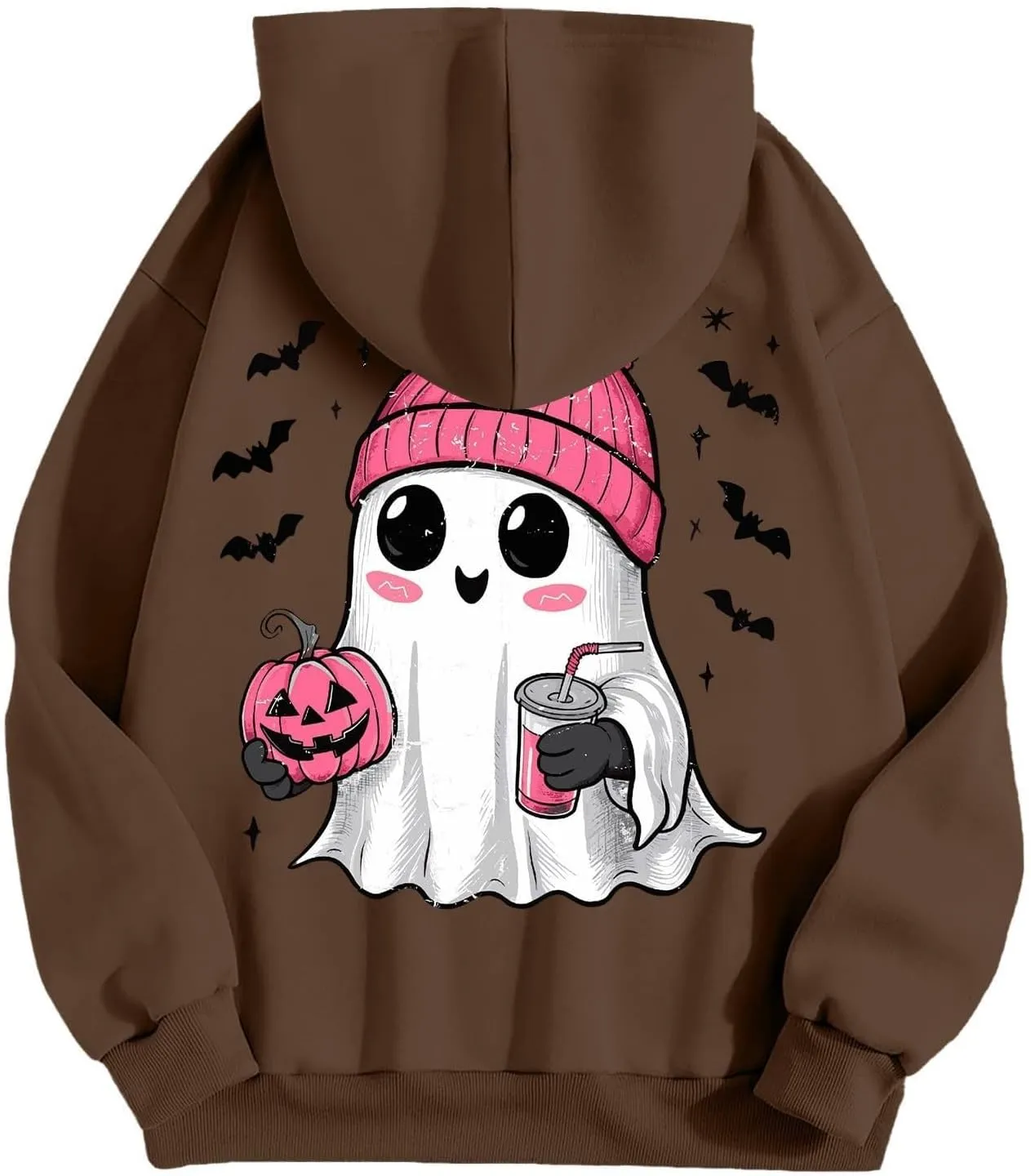 Womens Halloween Sweatshirt Cute Ghost Graphic Hoodies Funny Spooky Pumpkin Face Tops Fall Season Sweatshirts Clothes