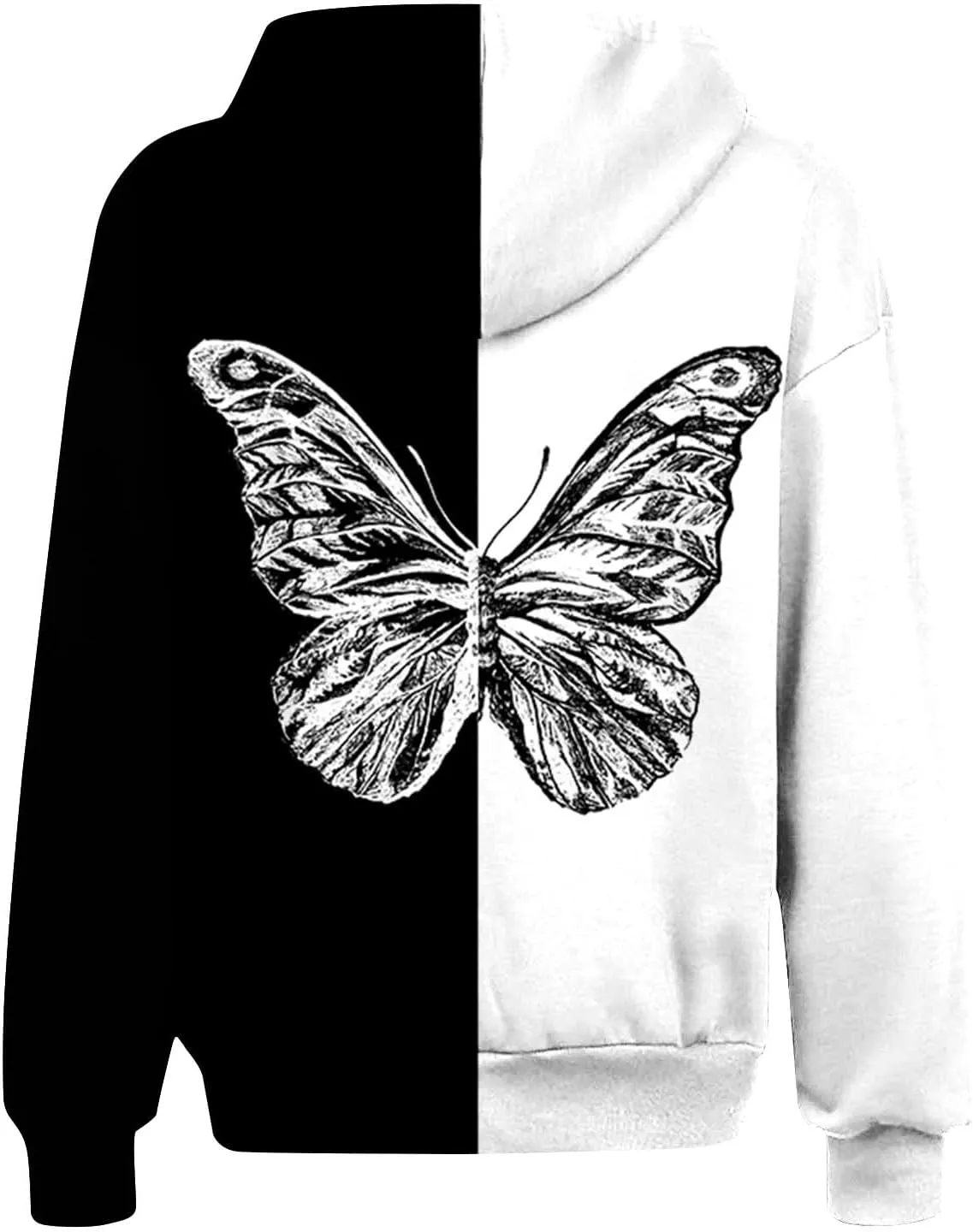 Women's Hoodie Sweatshirt Casual Cropped Jacket Butterfly Print Zip Up Coats 2024 Winter Warm Fleece Jackets Outwear