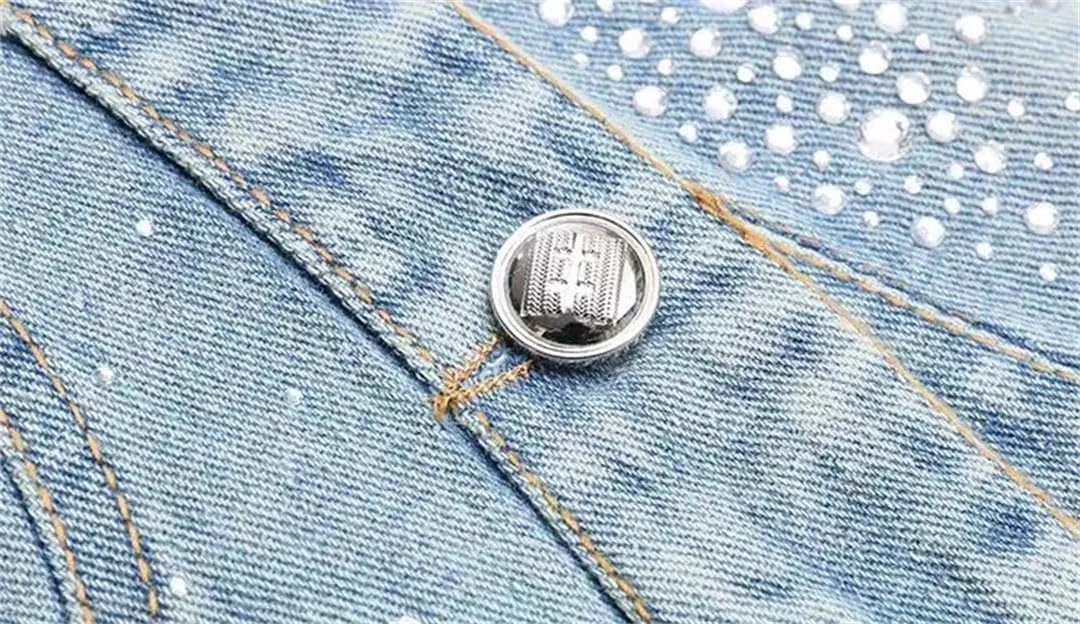 Women's Jeans Coats Crop Short Sequin Denim Jackets