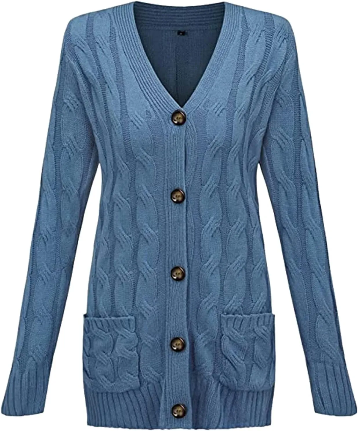 Womens Knit Cardigans Oversized Fall Open Front Button Down Cable Sweaters Loose V Neck Chunky Long Sleeve Outwear Coats