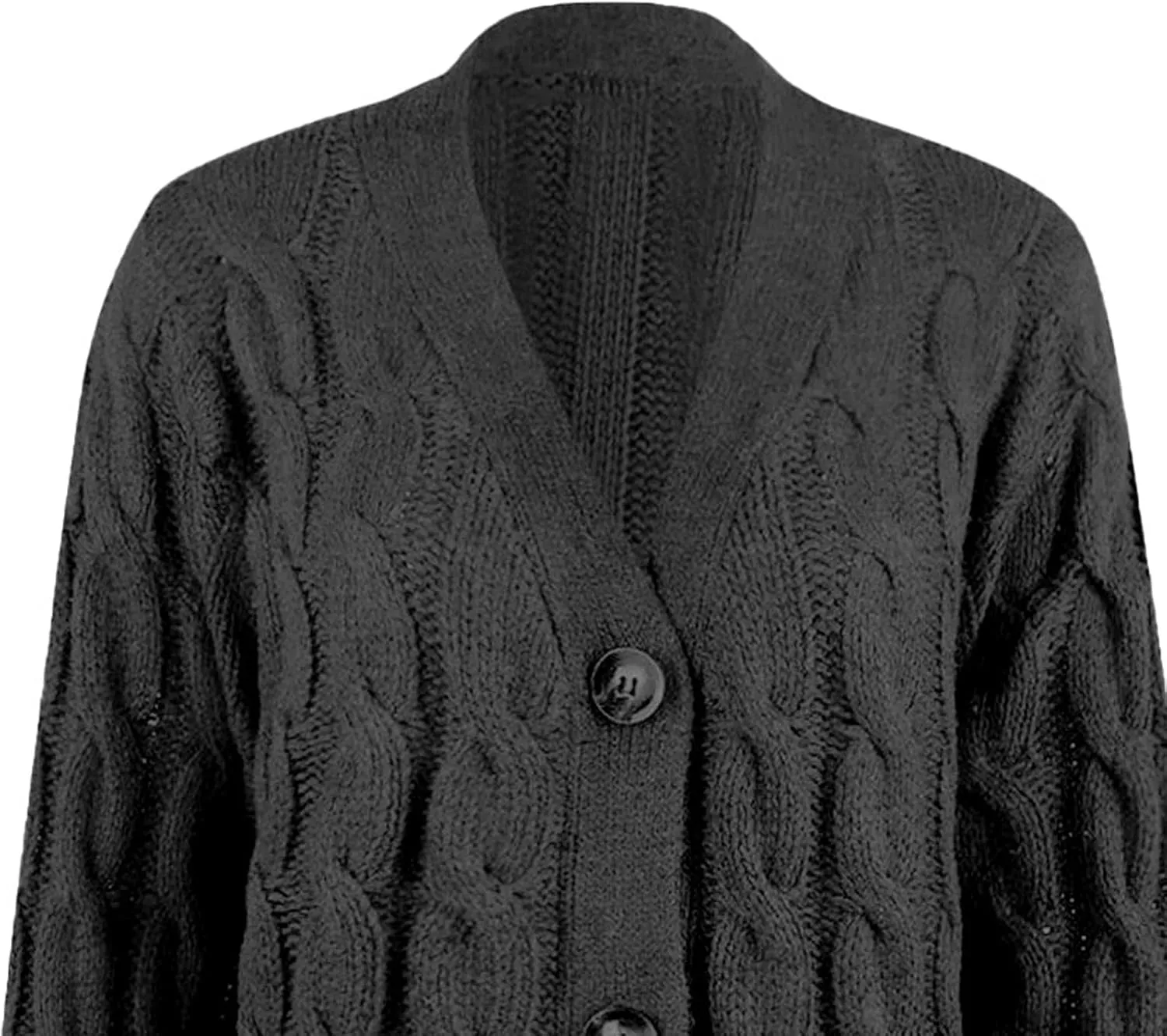 Womens Long Sleeve Cable Knit Cardigan Button Down Open Front Sweater Outerwear Fall Winter Chunky Coats
