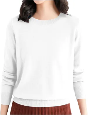 Women's Loose Pullover Sweaters 2024 Fall Winter Clothes Crew Neck Slouchy Long Sleeve Casual Knitted Tops
