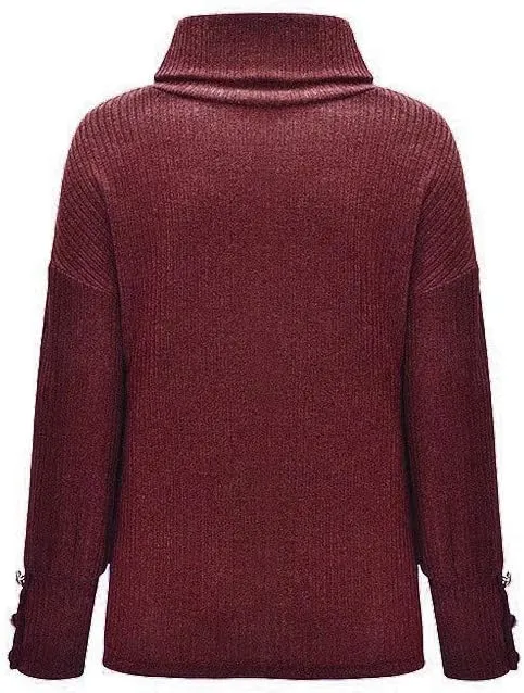 Women's Mock Turtleneck Sweaters Fashion Warm Winter Long Sleeve Pullover Cable Knit Sweaters Soft Jumper