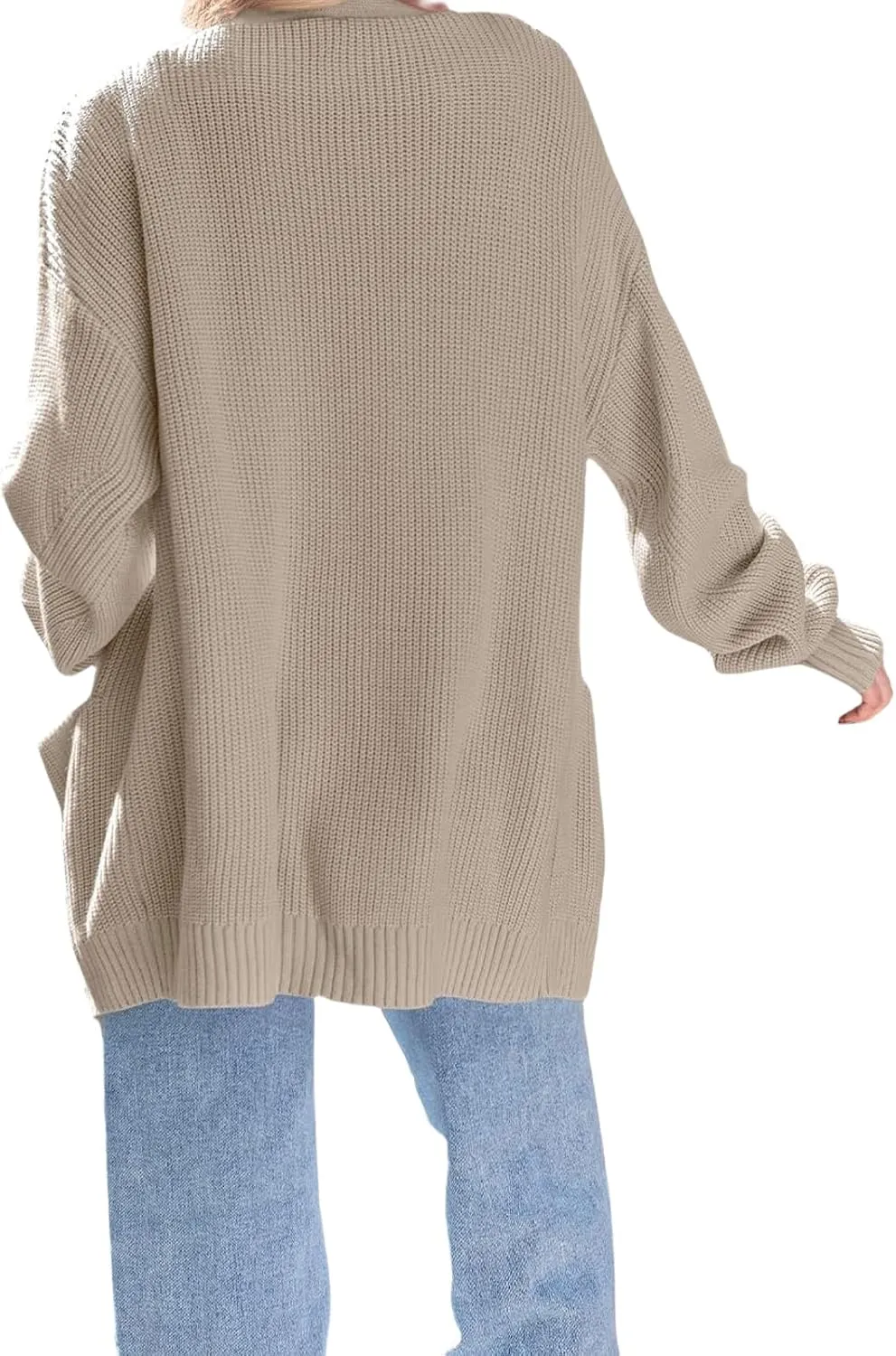 Womens Oversized Cardigan Casual Knit V Neck Open Front Cardigan Sweater Winter Warm Long Sleeve Jacket