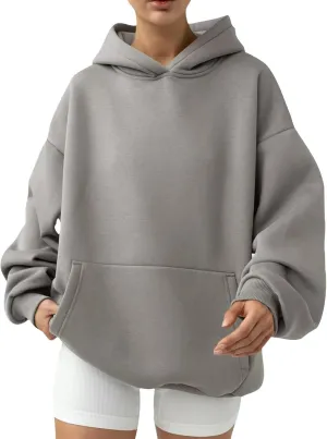 Womens Oversized Hoodies Solid Thick Warm Long Sleeve Drawstring Hooded Loose Sweatshirts Fall Winter Pullover Outfits