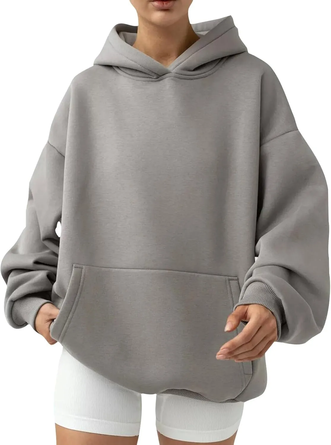 Womens Oversized Hoodies Solid Thick Warm Long Sleeve Drawstring Hooded Loose Sweatshirts Fall Winter Pullover Outfits