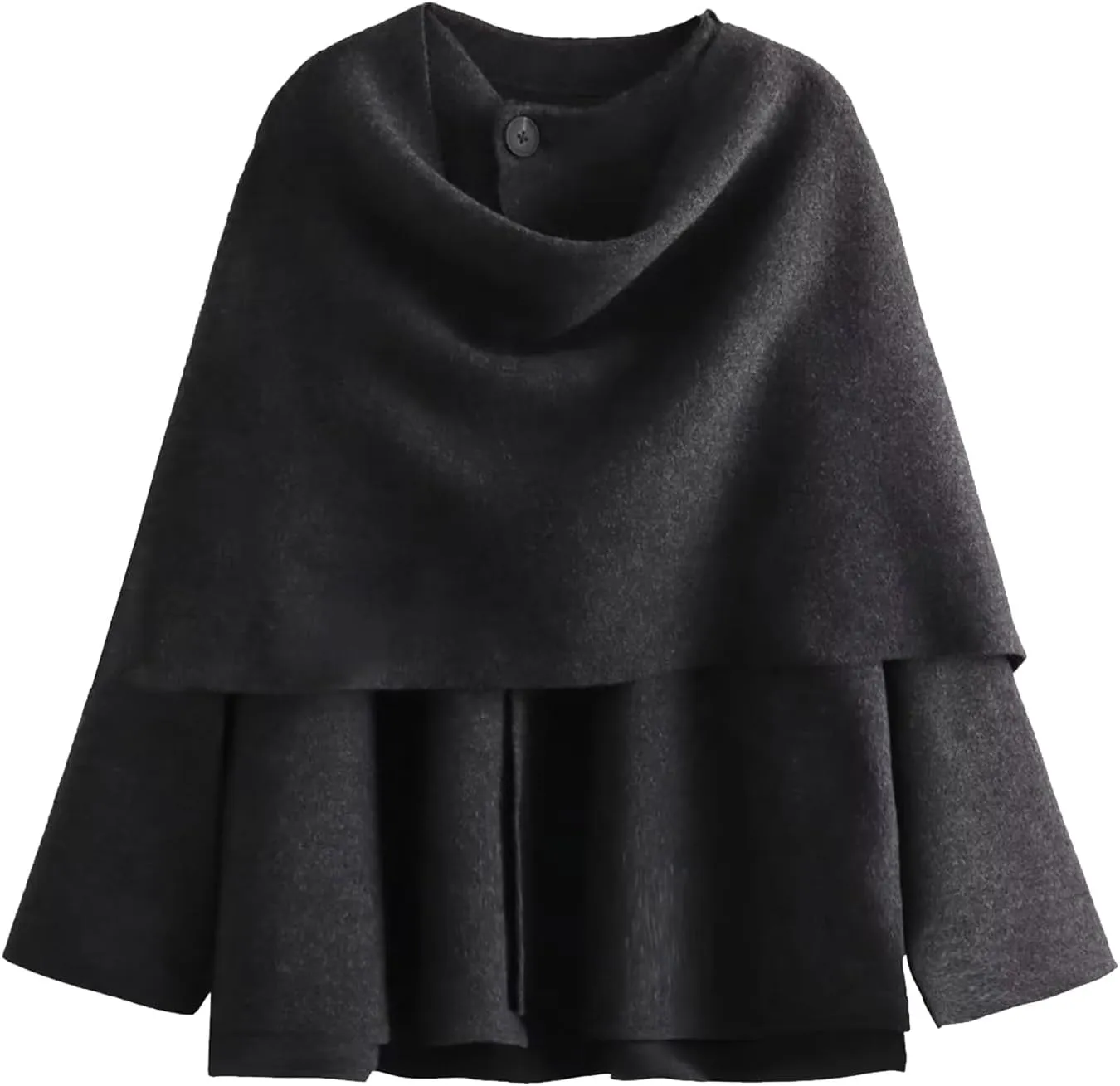Womens Oversized Scarf Jacket Wool Blend Coat Long Sleeve Button Wool Coats Overcoats