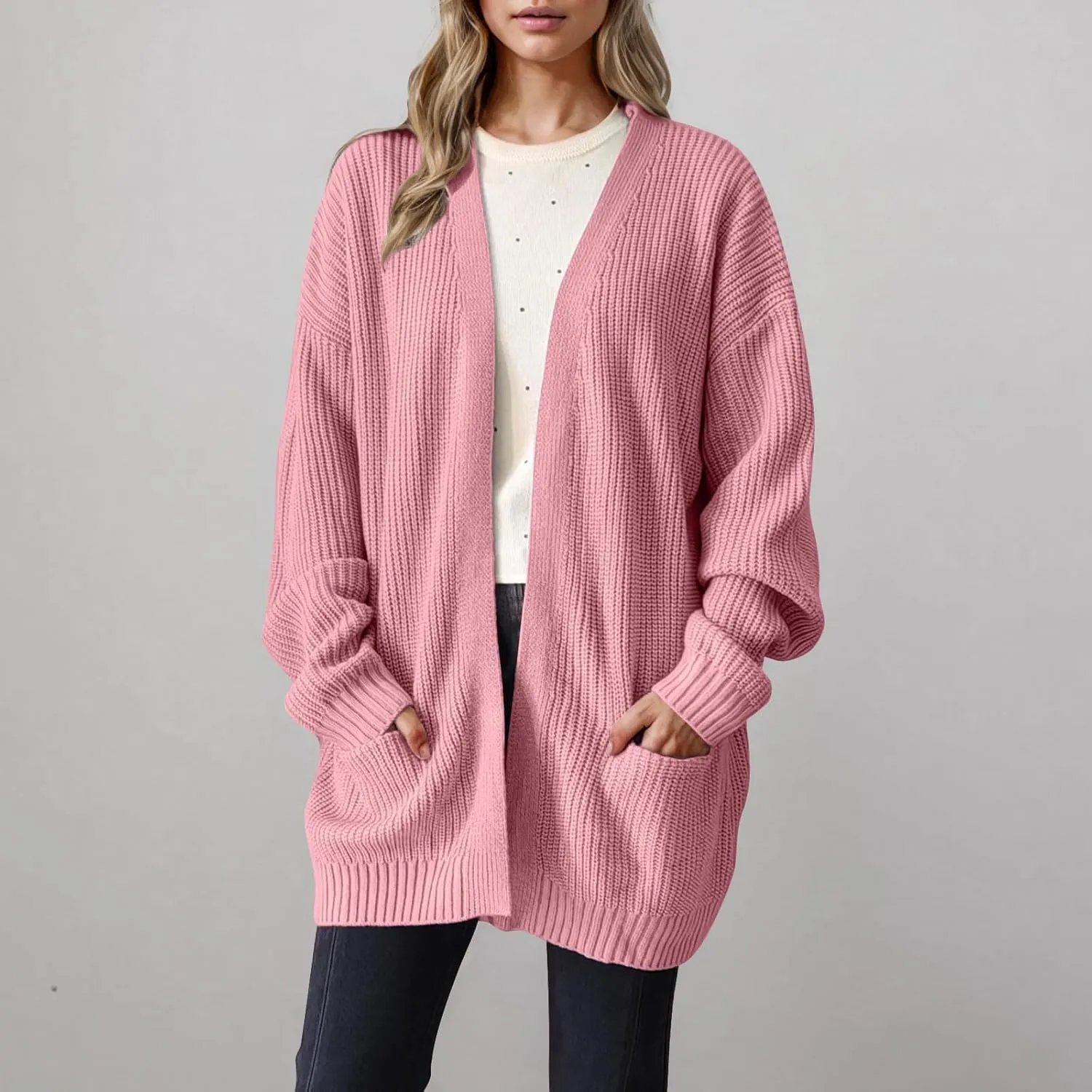 Womens Oversized Sweater Cardigan Home Loungewear Open Front Long Sleeve Chunky Knit Cardigan Slouchy Sweater Jackets