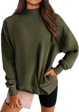 Womens Oversized Sweatshirt Turtleneck Long Sleeve Sweater Casual Loose Fit Pullover Fall Winter Clothes with Pocket
