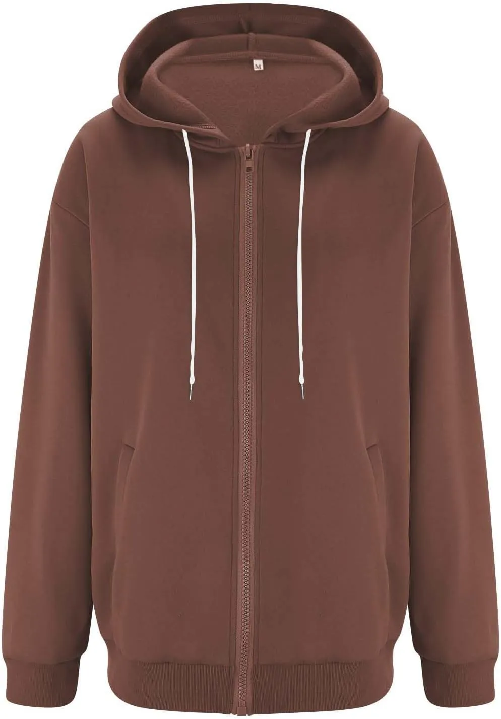 Women's Oversized Sweatshirts Loose Fit Winter Casual Trendy Long Sleeve Zipper Hooded Solid Fleece Cardigan, S-2XL