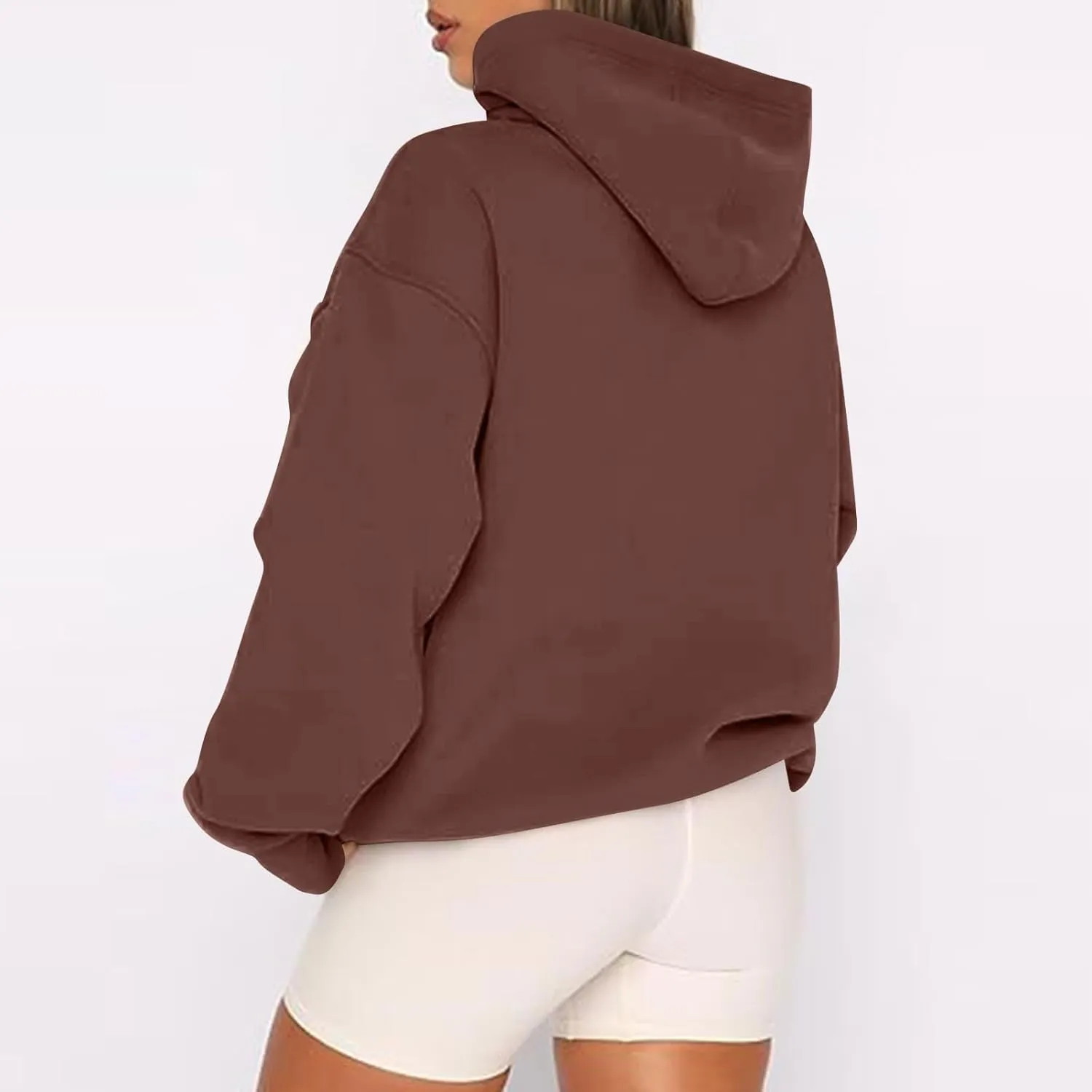 Women's Oversized Sweatshirts Loose Fit Winter Casual Trendy Long Sleeve Zipper Hooded Solid Fleece Cardigan, S-2XL
