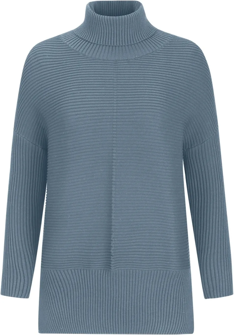 Women's Oversized Turtleneck Sweaters Fall Batwing Sleeve Ribbed Side Split Tunic Sweater Casual Pullover Knit Tops