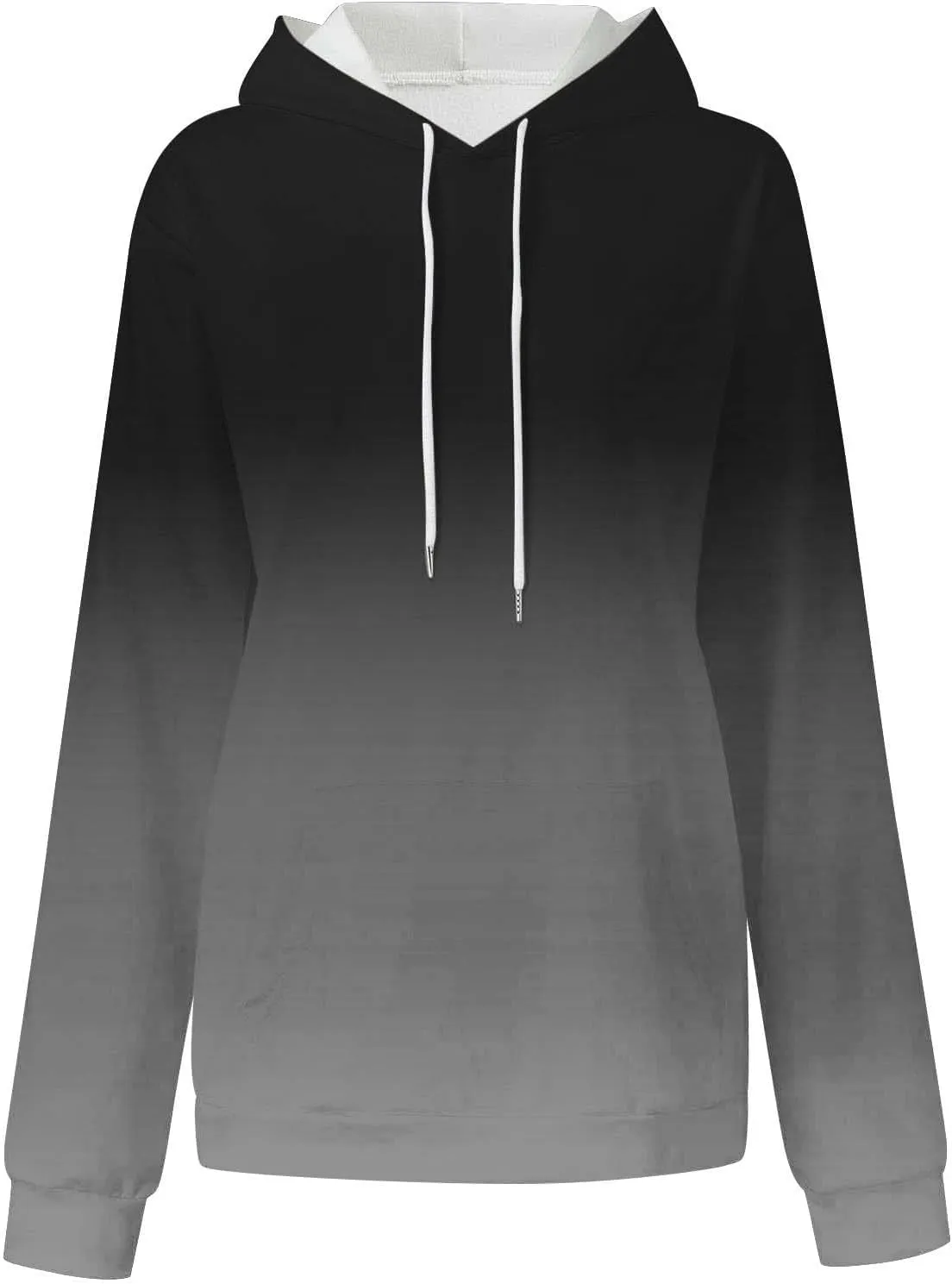 Womens Pullover Hoodie Gradient Color Long Sleeve Loose Sweatshirt with Drawstring Hood Fall Lightweight Sport Hoodie