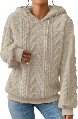 Women’s Slub Knit Full-Zip Hoodie Women's Solid Plush Spliced Women's New Long Sleeve Pullover Fall Outfits with