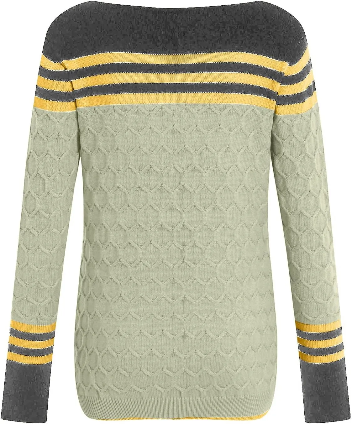 Women's Striped Color Block Sweater Crewneck Long Sleeve Knit Pullover Oversized Loose Fit Tops 2024