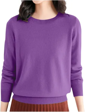 Womens Sweaters Cashmere Sweater Long Sleeve Soft Crew Neck Lightweight Knitted Pullover Comfy Knitted Jumpers
