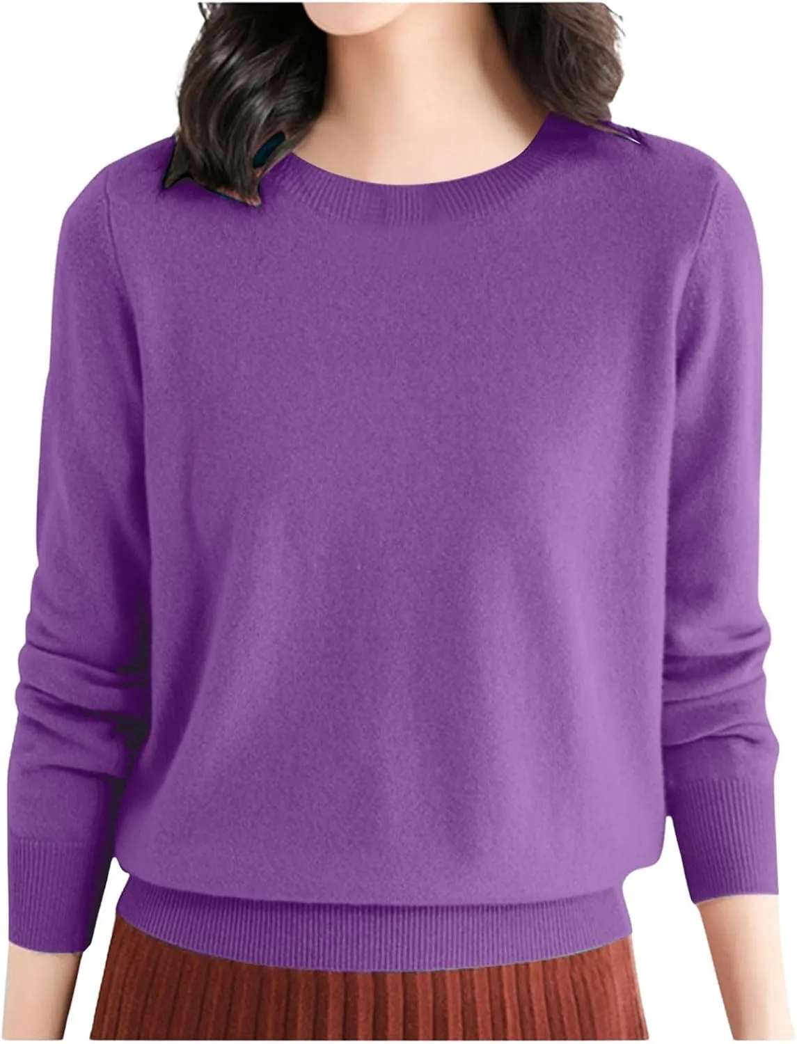 Womens Sweaters Cashmere Sweater Long Sleeve Soft Crew Neck Lightweight Knitted Pullover Comfy Knitted Jumpers