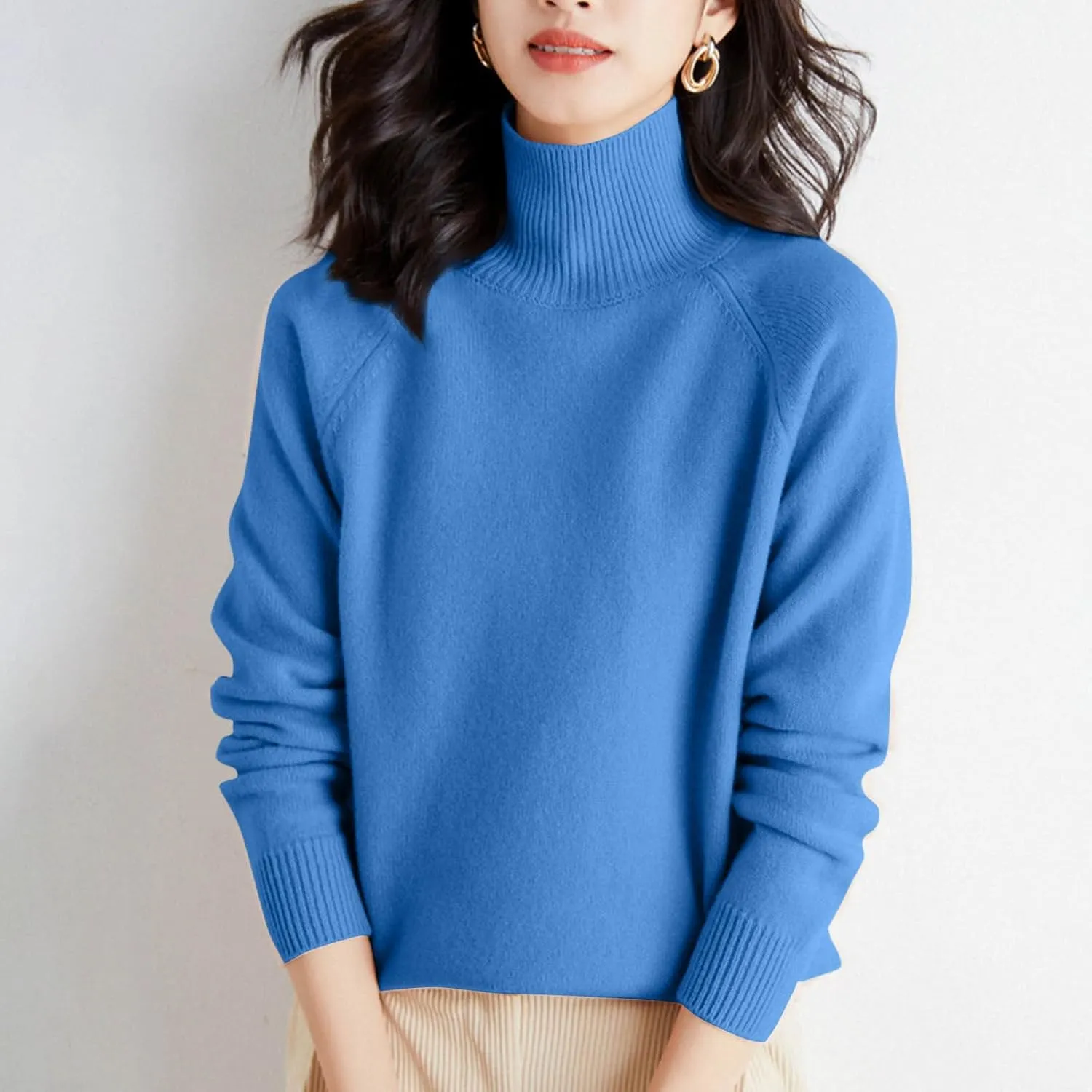 Women's Sweaters Turtleneck Long Sleeve Cashmere Knit Soft Warm Cozy Shirts Casual Solid Pullover Jumper Tops Knitwear