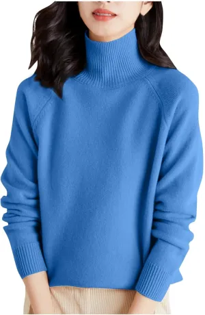 Women's Sweaters Turtleneck Long Sleeve Cashmere Knit Soft Warm Cozy Shirts Casual Solid Pullover Jumper Tops Knitwear