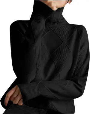 Womens Sweaters Women's Fall Sweaters Soft Sweaters for Women Oversized Turtleneck Long Sleeve Knitted Pullover