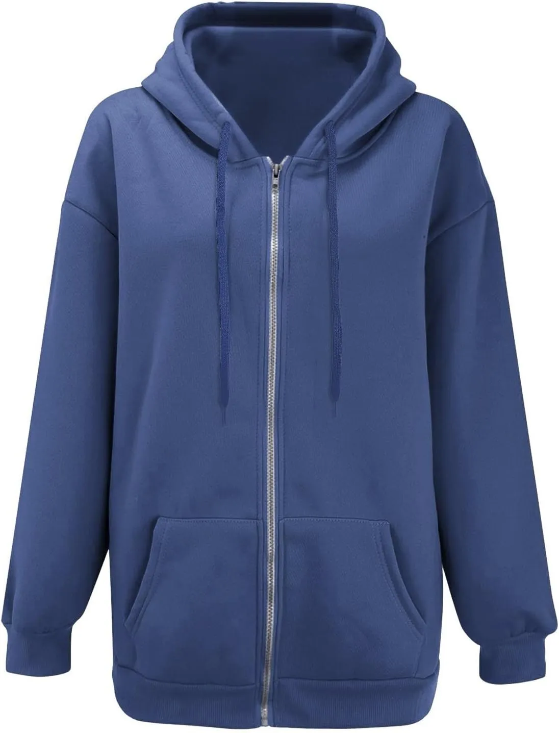 Women's Sweatshirt Full-Zip Hoodie Ladies Women Hooded Print Round Neck Long Sleeve Sweatshirt Tops Drop Shoulder