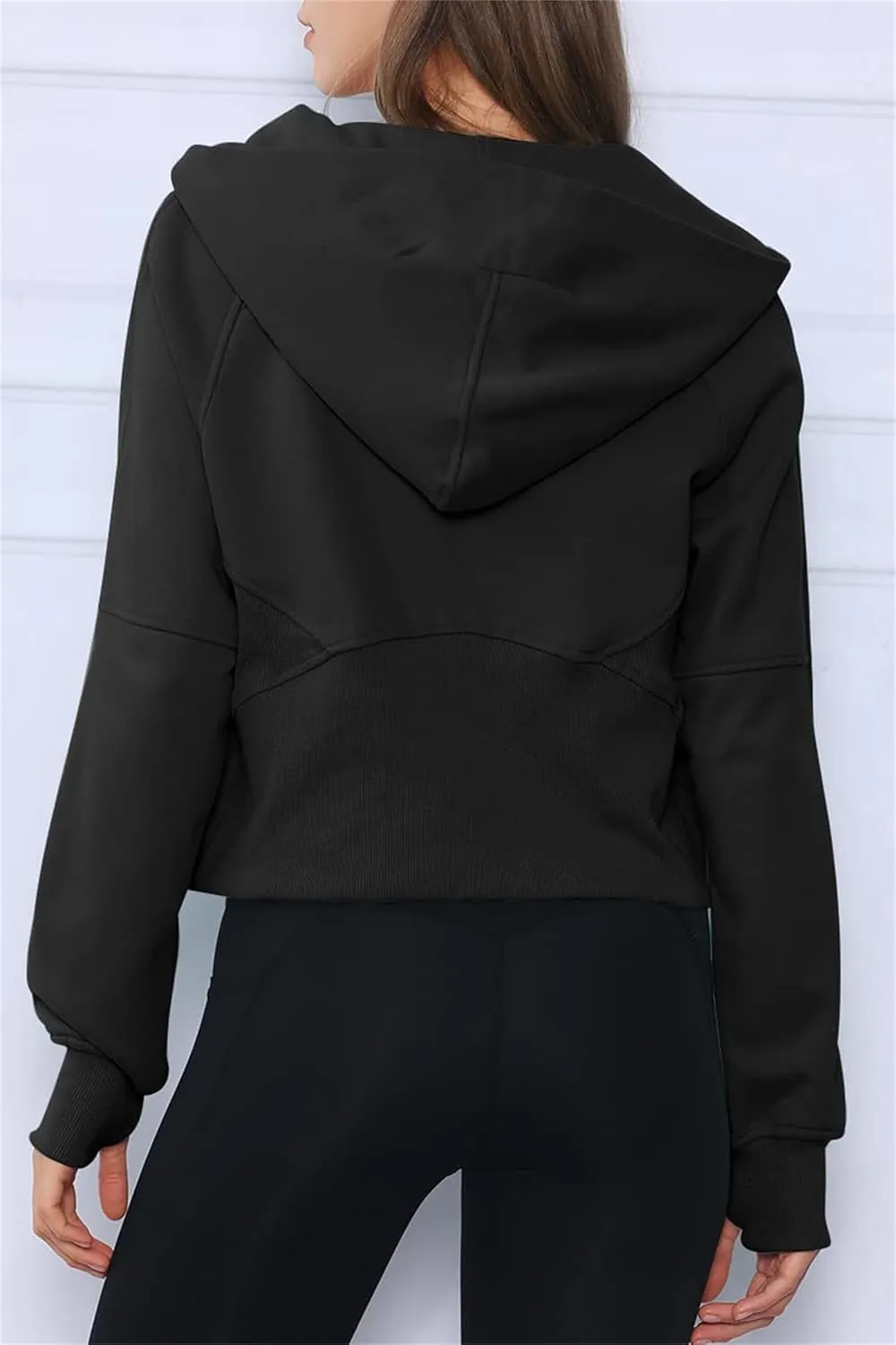 Womens Sweatshirts Half Zip Cropped Pullover Fleece Quarter Zipper Hoodies Spring Outfits Clothes Thumb Hole
