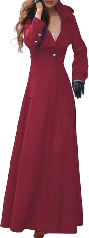Women's Trench Coats Lapel Wool Blend Long Peacoat Ladies Elegant Slim Jacket Winter Warm Casual Outwear