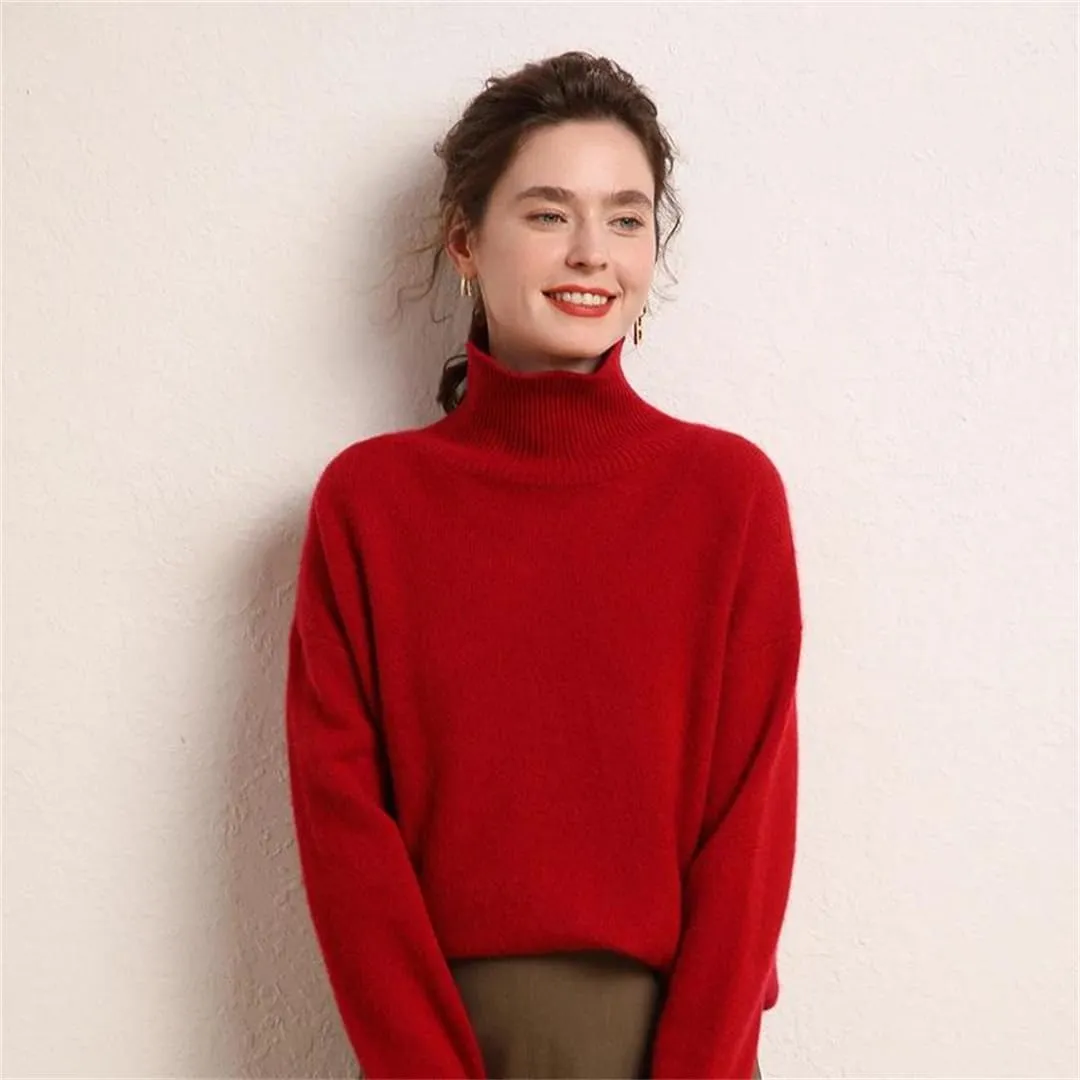 Womens Turtleneck Sweater Loose Casual Jumpers Soft Comfy Oversized Knitted Pullover Tops