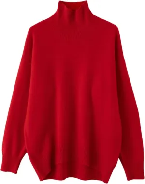 Womens Turtleneck Sweater Loose Casual Jumpers Soft Comfy Oversized Knitted Pullover Tops