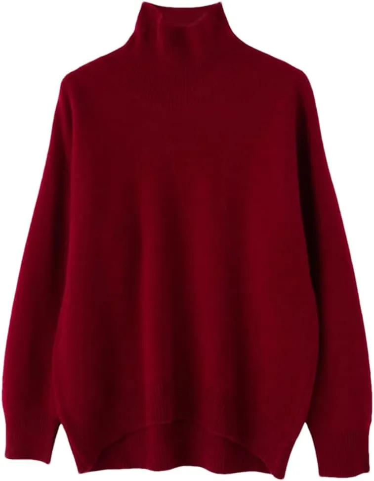 Womens Turtleneck Sweater Loose Casual Jumpers Soft Comfy Oversized Knitted Pullover Tops