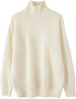 Womens Turtleneck Sweater Loose Casual Jumpers Soft Comfy Oversized Knitted Pullover Tops